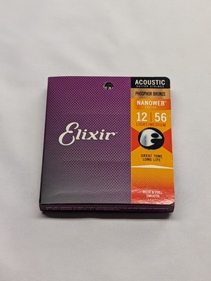Elixir 16002 Nanoweb Phosphor Bronze Acoustic Guitar Strings 10-47 Extra Light L