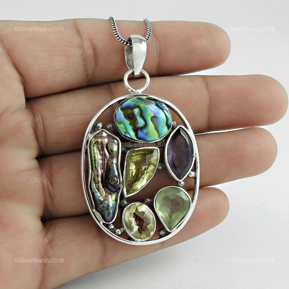 Friendship Day Sale Lemon Quartz Ethnic Pendant Solid 925 Sterling Silver - Image 3 of 4