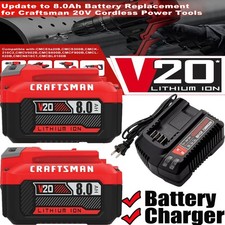 2PACK 20Volt For Craftsman V20 8.0Ah Li-ion Battery CMCB204 CMCB202 /Charger