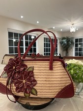 Vintage Isabella Fiore Floral Appliqu  Woven Handbag   Unique Statement Bag