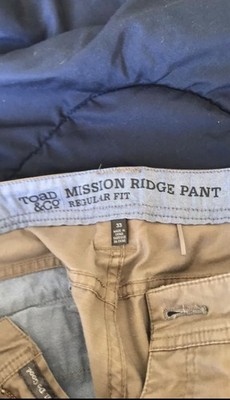 Toad&Co Mission Ridge Men's Beige Chino Pants 33 Cotton Twill Straight Leg
