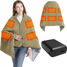 Heated Blanket with 20000Mah Power Bank - 58"X32" Green Knit  Gray Crystal Velv