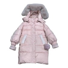 FOURLADS Coat Toddler 4-5 Pink Hooded Faux Fur Trim Puffer Insulated Winter