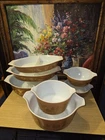 Vintage Pyrex Early American Brown & Gold Ovenware Lot 7 pieces