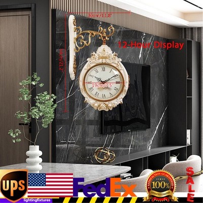 Large Hanging Wall Clock Vintage Style Double Sided For Home Dining Study Decor