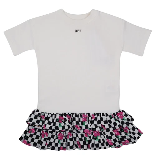 OFF WHITE Abito OFF WHITE KIDS con volant fiori manica corta multicolore 6 anni NUOVO RRP267