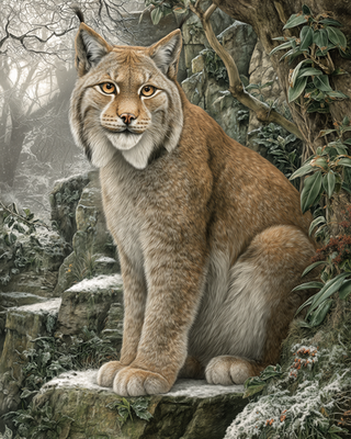 #ad 8x10 Cougar Sitting on Rocky Ledge Wildlife Art Print 592652588 $6.95