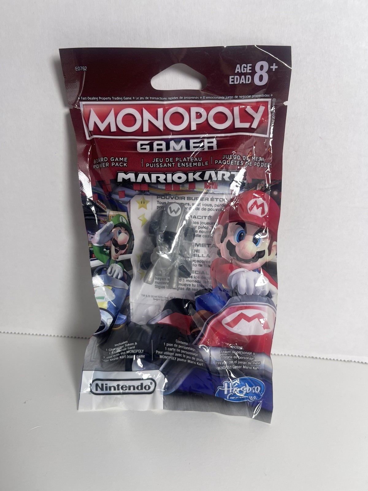 Monopoly Gamer Mario Kart Figura Sellada Pieza: Plata Metal Mario