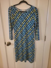 Calvin Klein Turquoise, Lime And Black Evening Cocktail Dress Sz 6