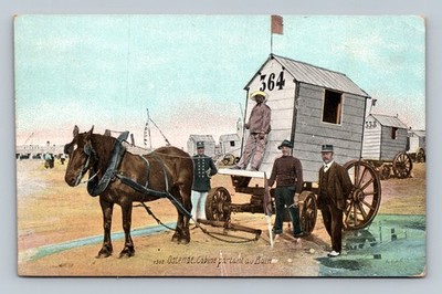 Cabine Partant au Bain Beach Scene in Ostende  Postcard