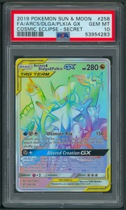 Pokémon Cosmic Eclipse Arceus & Dialga & Palkia GX Secret Rare 258/236 PSA 10