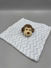 HB Hudson Brown Monkey Lovey Baby Blue White Chevron Security Blanket