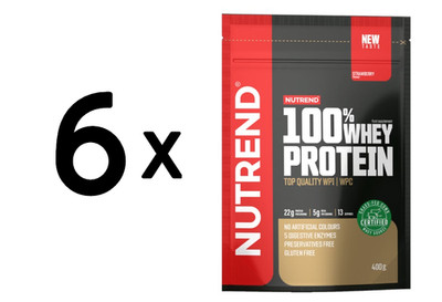 6 x Nutrend 100% Whey Protein, Strawberry- 400g (54,16 EUR/kg)