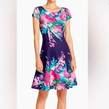 Eliza J Dress Size 8 Floral Print Fit And Flare Dress