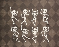 Halloween Dancing Skeletons 8pc Die Cut Scrapbook Embellishment Cardmaking
