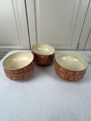 6 x Denby Fire Chilli Streifen Müslischalen 6'' Durchmesser selten