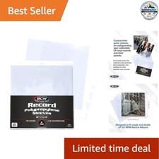 12in Vinyl Record Sleeves 100 Count Clear 2 Mil Polypropylene Pack