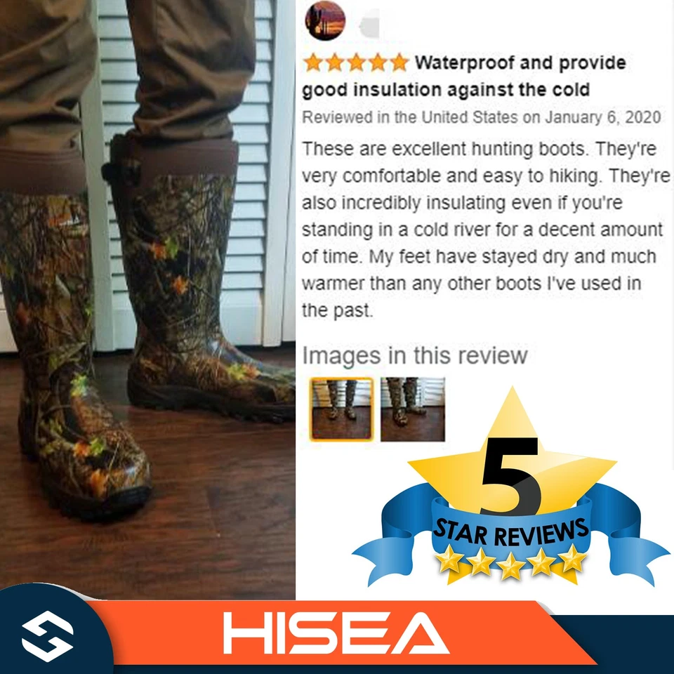 HISEA Men's Hunting Boots Neoprene Insulated Rain & Snow Muck Mud Working Boots - Image 3 of 4