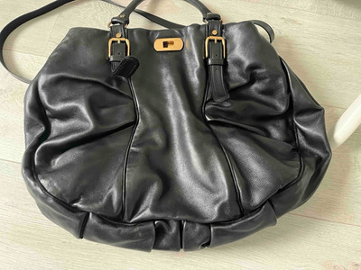 Marni Schultertasche Damen Leder Schwarz mit Gold, Designer Look 