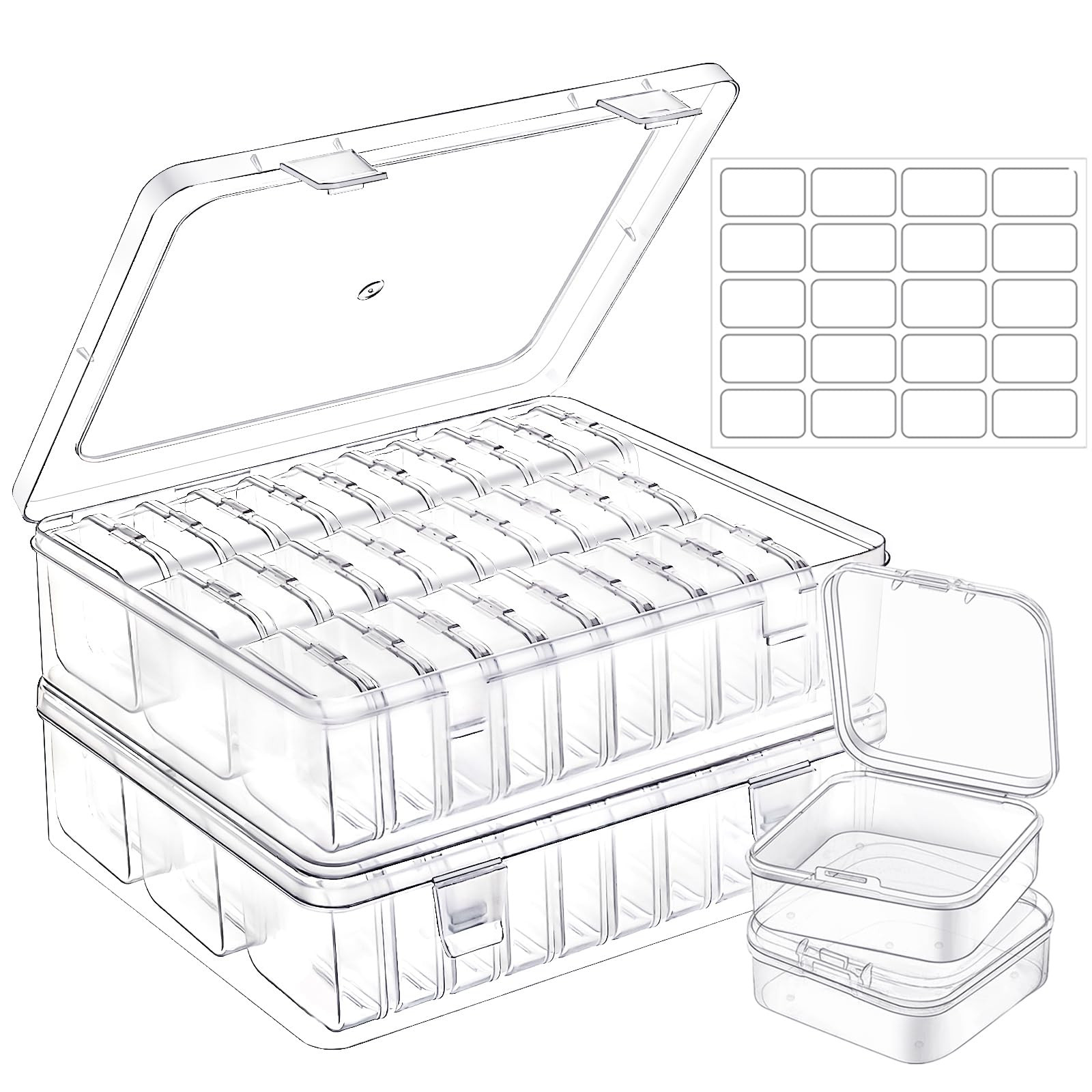 62-Piece Clear Bead Organizer Box with Small Storage Containers for Crafting