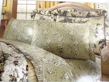 Waverly Garden Room Twin Sheet Set Floral Green Flowers Ruffle Cottagecore New