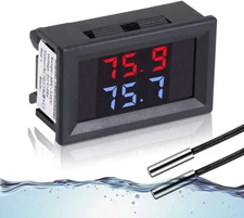 Digital Thermometer, Car Auto Temperature Gauge Sensor, DC 4-28V Fahrenheit Dual