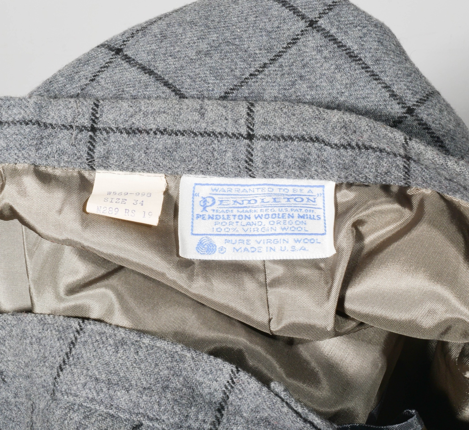 Pendleton 100% Wool Gray Black Windowpane Plaid A… - image 3