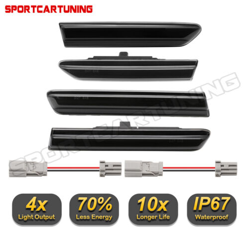 White LED Side Marker Lights For 04-08 Acura TL "Type S " Smoked Lens Front Rear - Picture 6 of 8