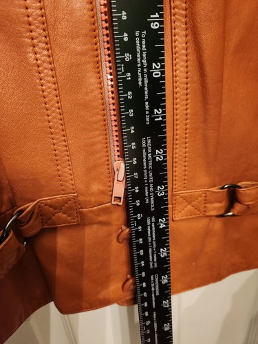 Korean Womens Premium Leather Jacket Brown Lightweight Size 40 - Picture 10 of 11