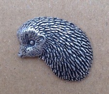 Hedgehog Silver Pewter Pin Badge (T)