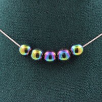 Steine Und MinéRaux. Halskette 5 Perlen HäMatit Mehrfarbig 8 Mm. Kette In Caie