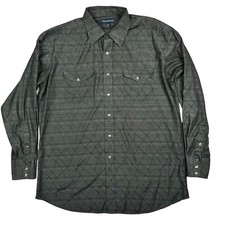 Panhandle Slim Western Pearl Snap Dress Shirt Size 17 33 Long Sleeve Button Up