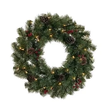 Celebrations Home 24" D Incandescent Prelit Warm White Northern Pine Wreath - 