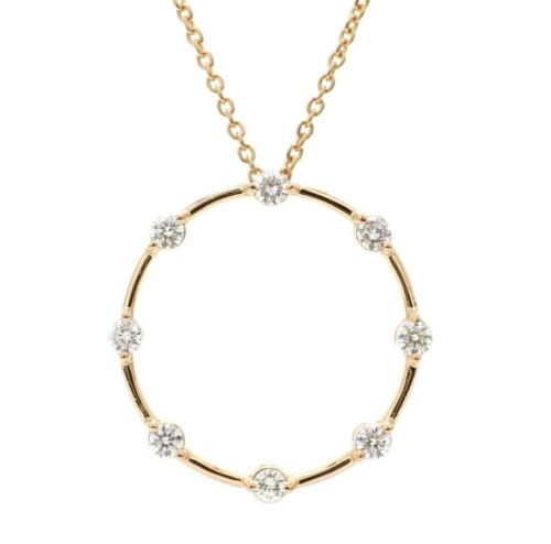 Diamond Wheel Pendant 14K Solid Gold Handmade Wedding Jewelry For Women Gift - 第 1/21 張圖片