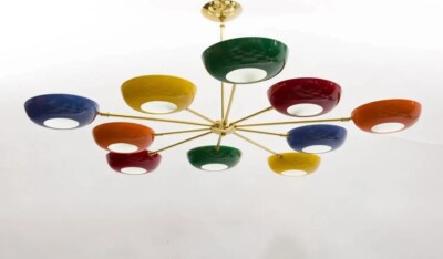 Multicolored Shades 10 Arms Sputnik Rainbow Light Huge Decorative Fixture