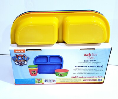 PawPatrol Mealtime 12 piece color set divided plates bowls tumblers cups  NEW