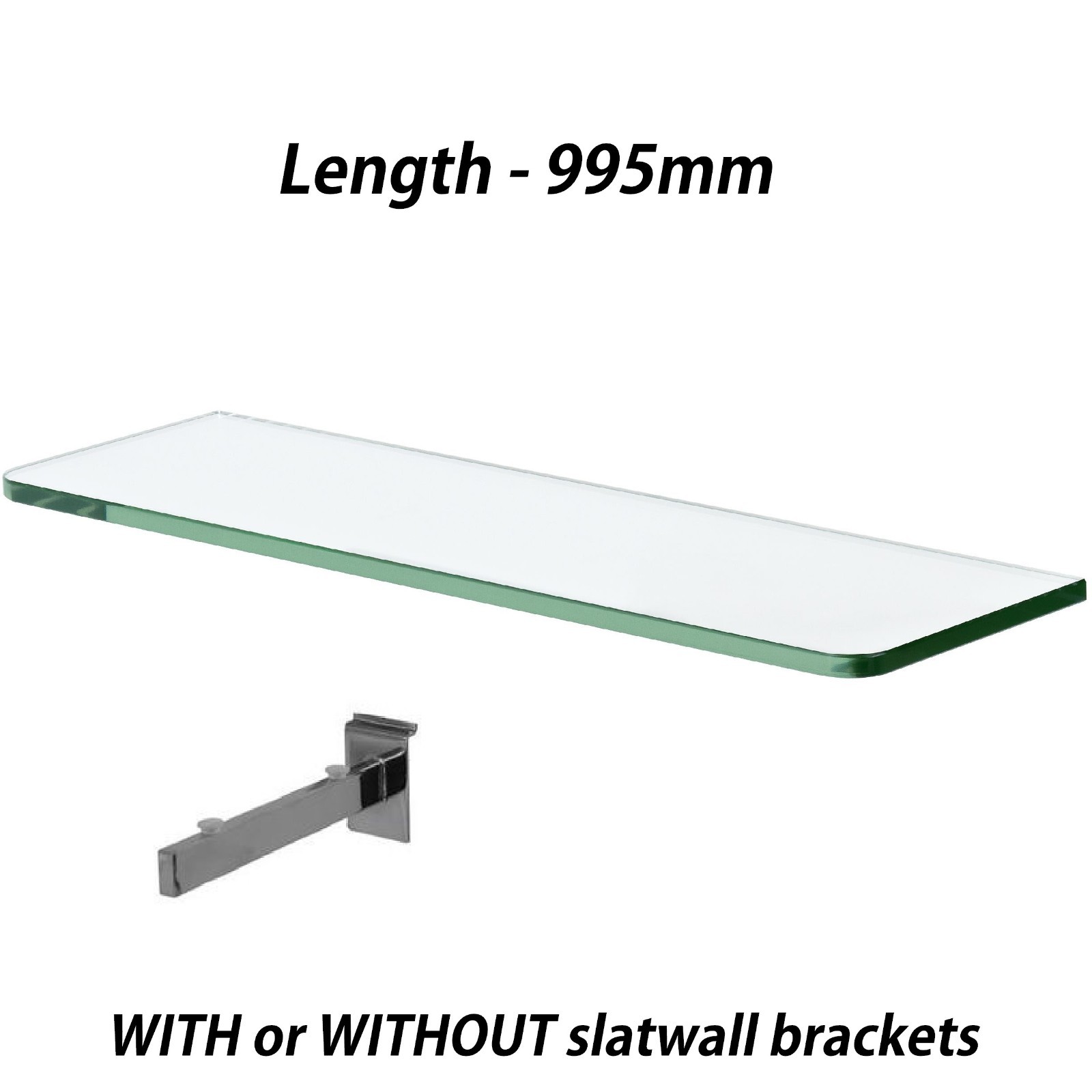 2QTY Slatwall Toughened Glass Shelving Shelves 4 SIZES Display Retail