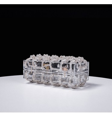 Unique Women Clear Acrylic Clutch Purse Glitter Rope Evening Bag for Wedding