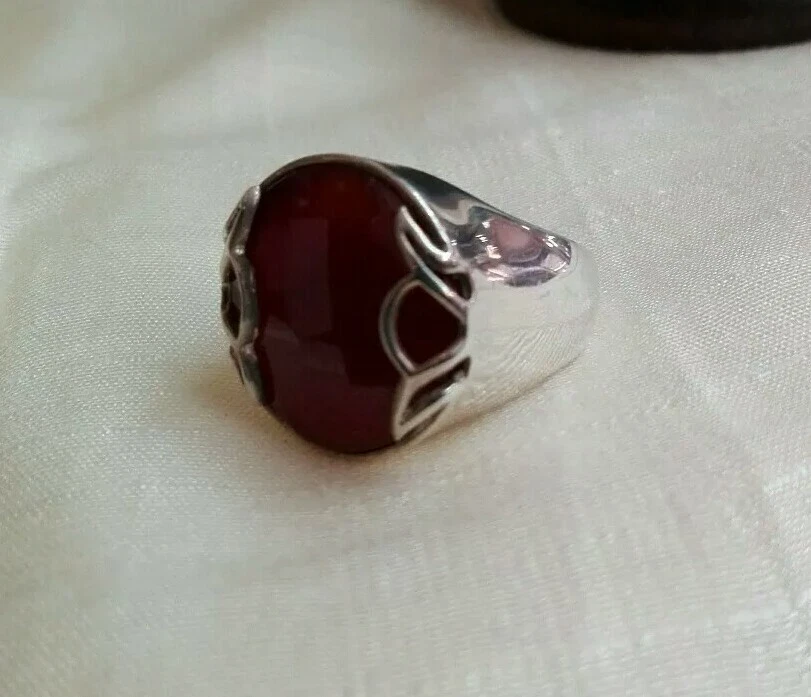 Anello in argento 925 e Corniola Sfaccettata misura 18 - Immagine 3 di 4