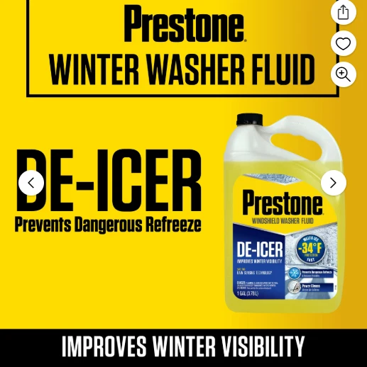 Prestone Windshield Washer Fluid, Cleaner/De-Icer, -34 degrees, 1 Ga. FAST SHIP Foto 3 de 4