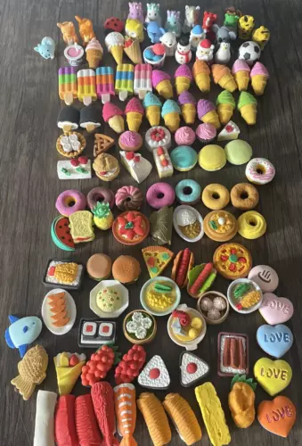 Lote Gomas de Borrar Japonesas Iwako Animales Sushi Santa Pastel Helado Pizza + Piezas Extra