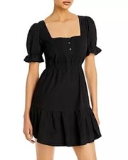 Aqua L94227 Womens Black Ruffle Mini Dress Size XS