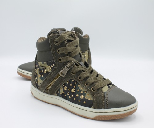 Geox scarpe da Bambina in pelle verde camouflage Sneakers alte con lacci e  zip | eBay