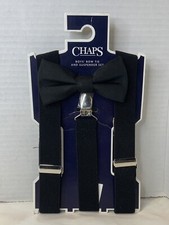 New Chaps Boys Black Bow Tie  Suspender Set