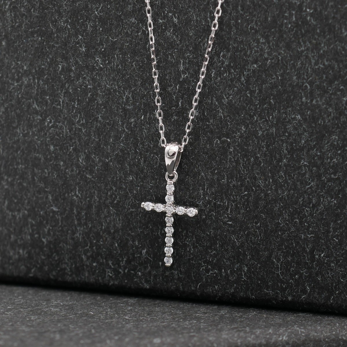 Women 925 Sterling Silver Cross CZ Pendant Necklace A2906 | eBay