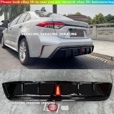 Fits 2020-2024 Toyota Corolla Gloss Black Rear Bumper Diffuser Lip Spoiler Kit