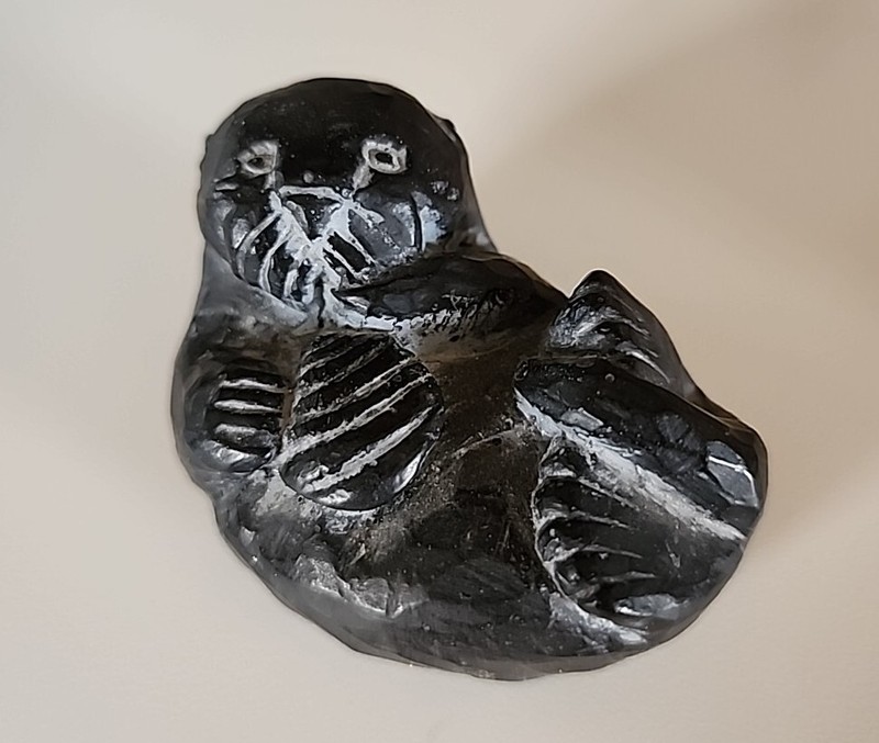 Vintage Sea Otter GLACIAL ICE Sculpture Handcrafted Alaskan Sea Lion Figurine