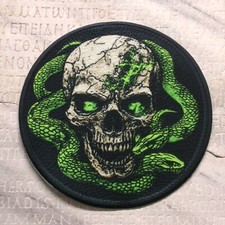 Skeleton Skull Snakes Logo Patch Iron On Applique Vest Clothing Biker Costume