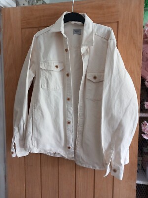 Mango Cream Denim Jacket Size Medium Men UK