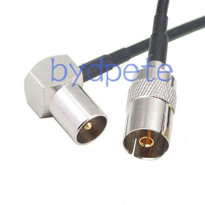 TV male plug right angle to TV female jack DVB-T RF Coaxial Cable 50cm RG174 20''